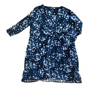 The Limited 'Blue Dots' Faux Wrap Dress-Blue/Black-Size XXL